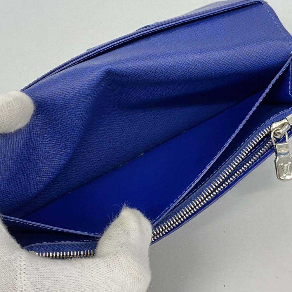 Louis Vuitton Taiga Rama Portefeuille Brazza Long Wallet M30297 Cobalt Men's - Picture 9 of 11